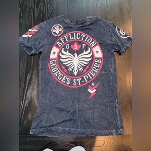 Affliction Black T-Shirt with Red and White Accents
